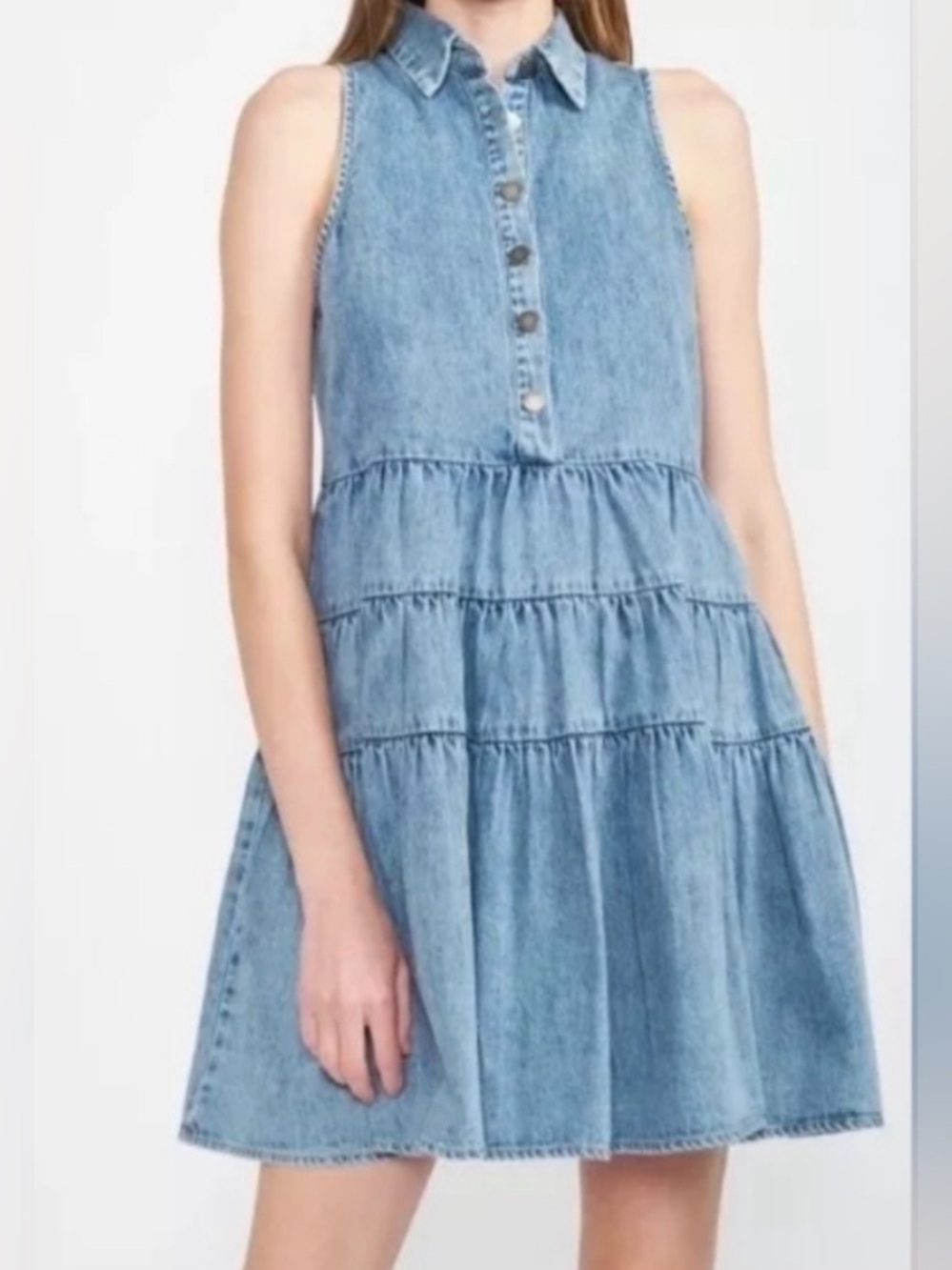 En Saison Light Denim Flare Dress Size XS